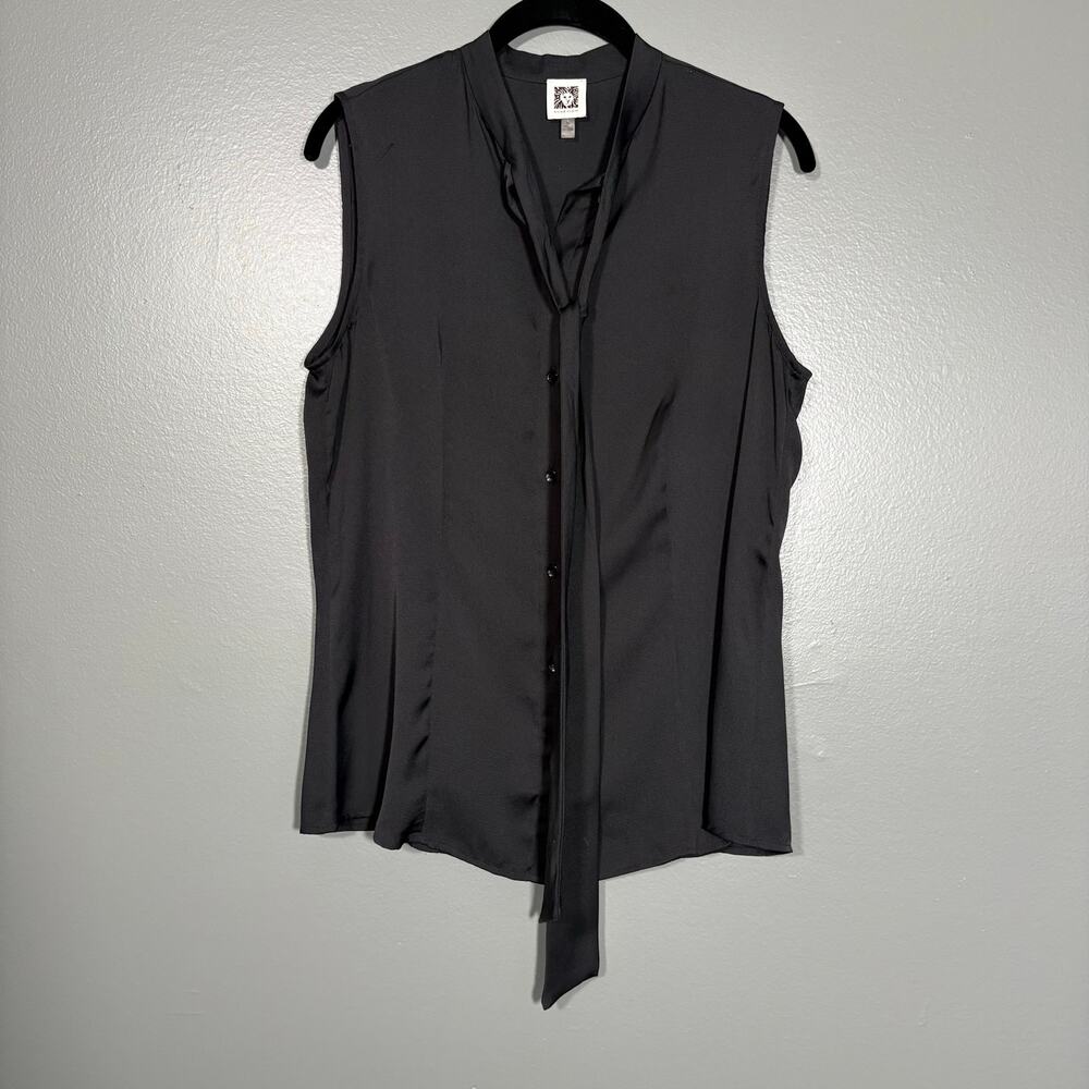 Anne Klein Black Office Sleeveless Top Neck Bow - Women's Size 10 - Corpcore